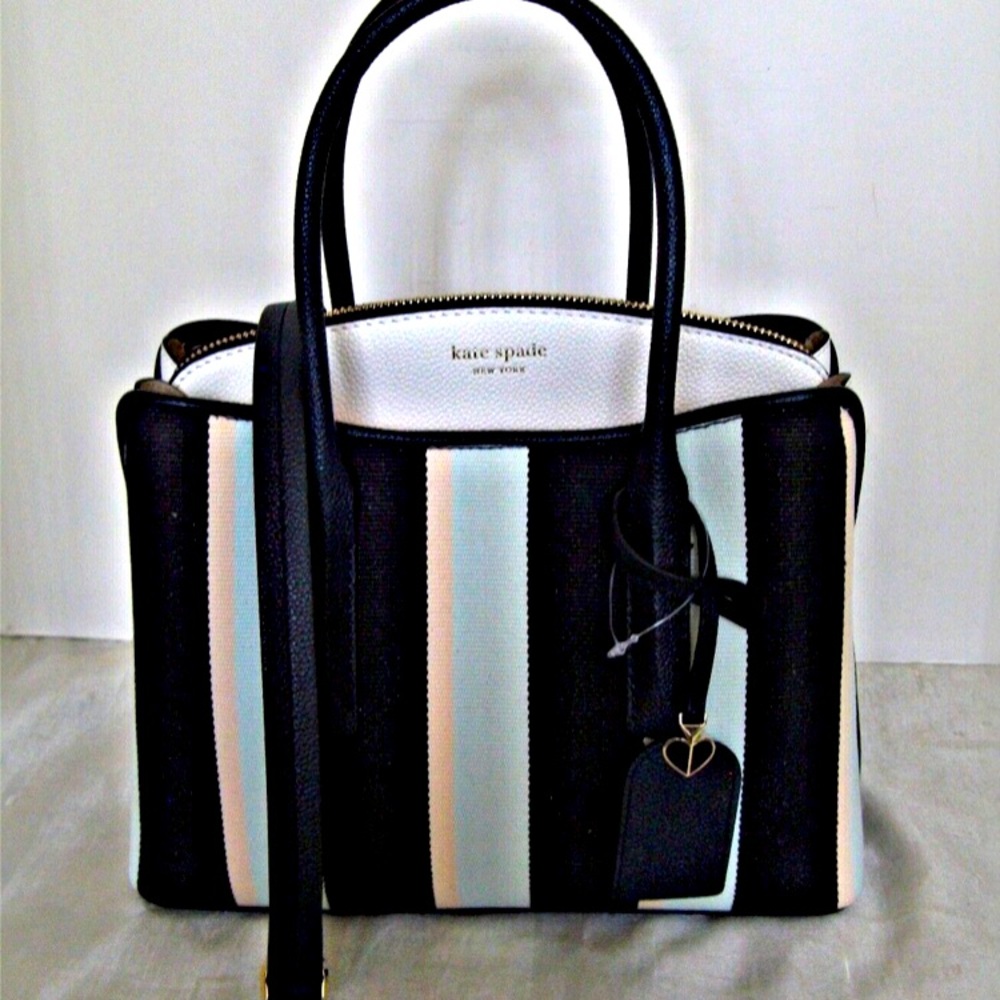 NWT KateSpade Margaux Canvas Stripe Medium Satchel